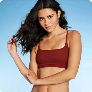 Juniors' Textured Longline Bralette Bikini Top - Xhilaration Size XS (00)